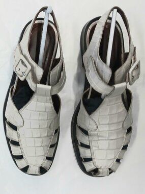 STAUD Beige Leather Fisherman Sandals